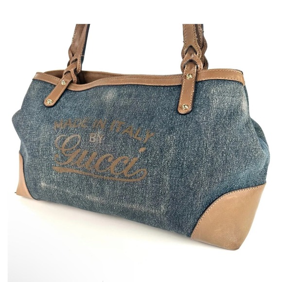Gucci Denim Logo Tote - Picture 2 of 16